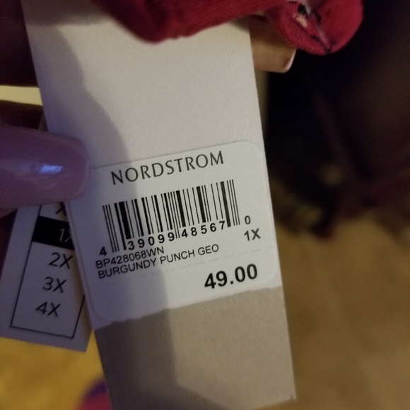 BP. Smocked Peplum Crop Top, Burgundy,1X, NWT - Picture 6 of 6